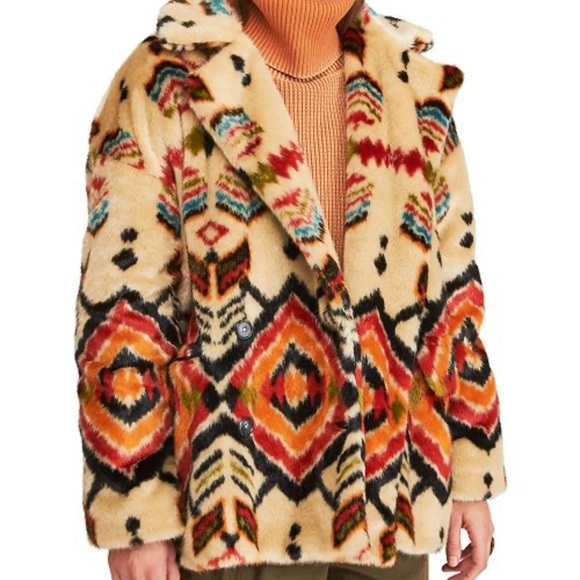 Carmella Aztec Faux Fur Coat 